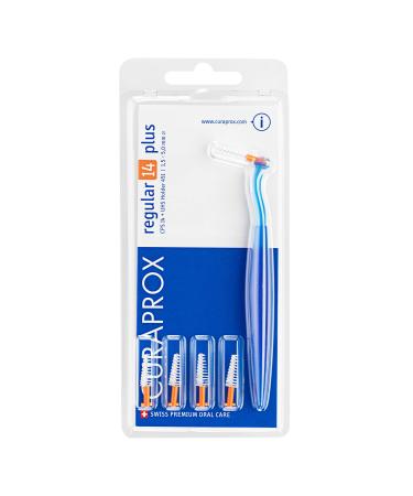 Curaprox interdental brushcs 14 regular plus orange conical 1.5 mm diameter 5 mm effectiveness set with 5 interdental brush brushes CPS Regular 14 and Halter UHS 451 - Buy Online on GoSupps.com