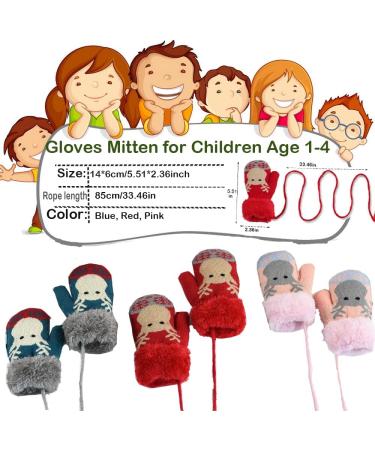 iNelihoo Toddler Baby Deer Christmas Mittens with String | Fleece Lined Winter Gloves for Age 1-4Y Pink - Buy Online on GoSupps.com