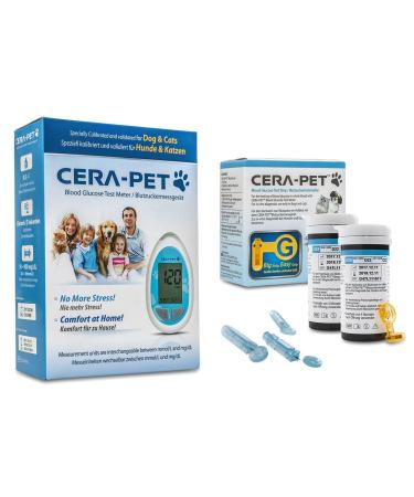 Cera-Pet blood glucose meter set for dogs and cats value pack + 50 blood glucose test strips + 50 lancets