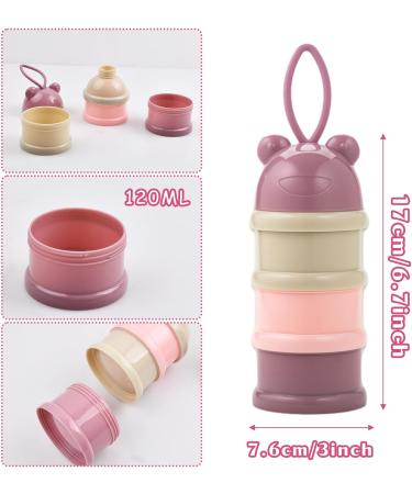 Bezavea Baby Milk Powder Dispenser - Portable 3 Layer Formula Storage Container (Pink) | 120ml Baby Feeding Travel Storage - Buy Online on GoSupps.com