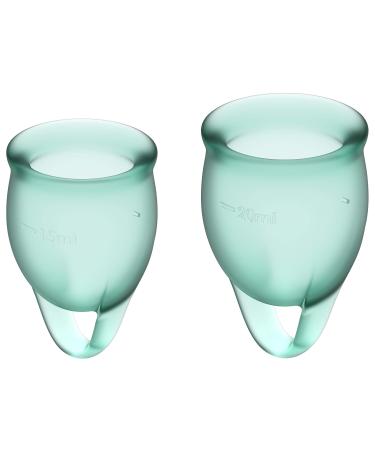Satisfyer menstrual cup Feel Confident - Menstrual Cup Set ' 2 pieces 15 & 20 ml reusable sustainable easy cleaning color: mint mint 1 piece (1 Pack)