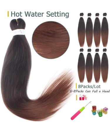 Leeven 8 Packs Pre Stretched Braiding Hair Yaki Texture Low Temperature Synthetic Hair Ombre Copper Red Easy Braid Hair for Woman Pre Stretched Ombre Braiding Hair Extensions /26 Inch T30# 26 Inch (Pack of 8) T30# - Buy Online on GoSupps.com