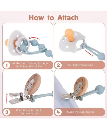Pacifier Clips for Baby Boys and Girls - 100% Food Grade Silicone Wooden Design - Apricot+Powder Rose Round Paci Clip Holder for Shower Birthday Gift - Buy Online on GoSupps.com