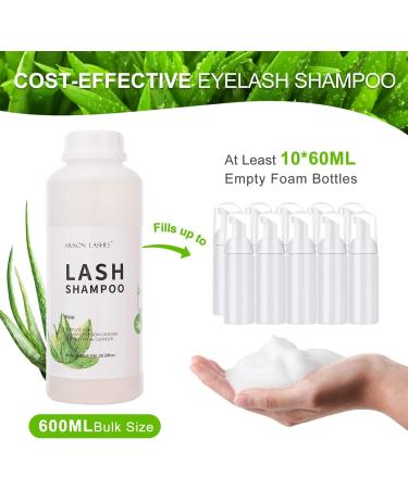Lash Shampoo 600ml - Eyelid Foaming Cleaner for Extensions & Natural Eyelashes - Paraben & Sulfate Free - Professional & Self Use - Aloe Formula - Buy Online on GoSupps.com