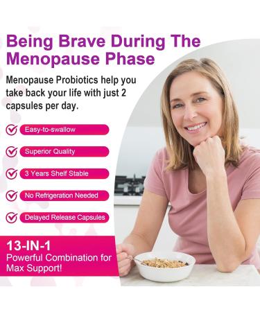 All-Natural Menopause Probiotic Supplements for Women - 120 Billion CFU for Hot Flashes Night Sweats & Mood Swings - 120 Herbal Capsules (Pack of 2 - Buy Online on GoSupps.com