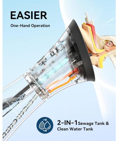 Upgraded Ear Wax Removal Tool - Safe Ear Cleaner with Temperature Sensor & 4 Pressure Levels - Effective Ear Irrigation Kit - IPX7 Waterproof & USB-C Cable - Buy Online on GoSupps.com