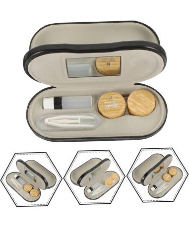 Buy Buguuyo Double Usage Glasses Case - Leather & Wood Grain Travel Bag for Glasses & Contact Lenses | 15.8x7.4cm - Buy Online on GoSupps.com