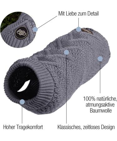 Bella & Balu XXS Dog Sweater - Braid Knit Pattern 100% Cotton | Warm Soft & Comfortable for Cold Weather - Buy Online on GoSupps.com