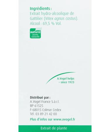 A.VOGEL - Chasthouse - Menstrual cycle food supplement - Fight against painful menstruation - Feminine hormonal balance - Fresh Chastilier plant extract - 100% organic and vegan - 50 ml - Buy Online on GoSupps.com