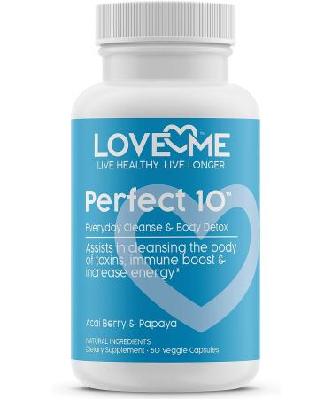 Love Me Nutrition Perfect 10 Cleanse & Body Detox with Acai Berry & Papaya - 60 Vegi Caps | Weight Loss & Anti-Aging | Natural Ingredients - Buy Online on GoSupps.com