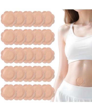 Guduling 60 Pcs Disposable Castor Oil Patches Flower-Shaped Castor Oil Navel Patch Self-Adhesive & Waterproof Belly Button Patches for Abdominal Wellness & Relaxation