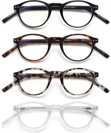 EYEURL 4-Pack Small Round Reading Glasses - Blue Light Blocking TR90 Eyeglasses for Men & Women - Neck Hanging 1.5x Readers - Buy Online on GoSupps.com