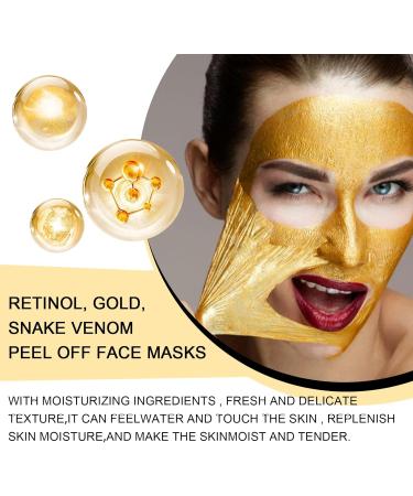 Gold Peel Off Face Masks - Snake Venom Gold Mask Retinol Gold Mask For Controlling Acne Oil And Refining Pores Anti Wrinkle Deep Cleansing Face Mask Skin Care Face Firming Mask 100g - Buy Online on GoSupps.com
