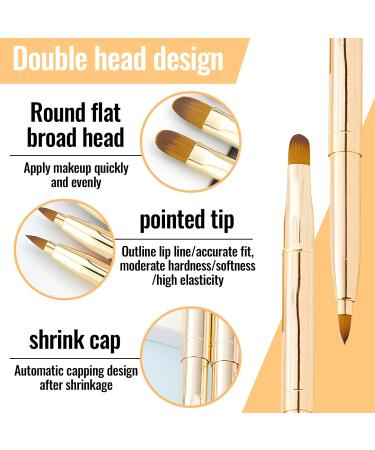 Double Lip Brush & Eyeliner Brush Set | Retractable Gold Makeup Brushes for Lips & Eyes - Buy Online on GoSupps.com