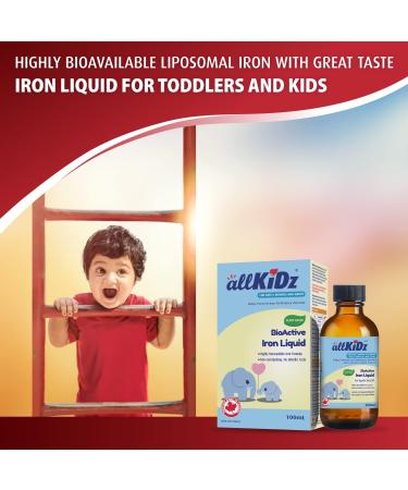 allKiDz BioActive Iron Liquid for Toddler Kids Children Liposomal Iron Supplement for Anemia Great Tasting High Absorption Vegan Plant-based No Sugar 100 Milliliter - Buy Online on GoSupps.com