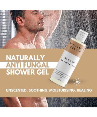 Almond Shower Gel (200ml) by Naturally Solved - Anti Fungal Body Wash for Jock Itch, Thrush, Acne & Athletes Foot - Buy Online on GoSupps.com