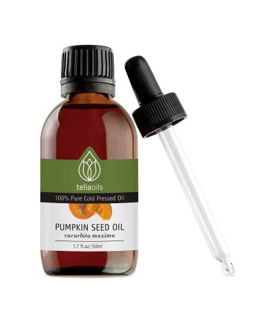 Teliaoils Pumpkin Seed Oil Premium 100% Pure Cold-Pressed-Rich Oil for Skin Hair Cooking Packed with Omega-3 Antioxidants Zinc Organic Vegan Non-GMO Gluten-Free 1.7 Oz / 50 Ml