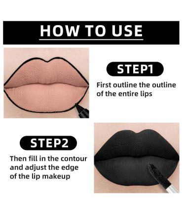 Buy Waterproof Goth Liquid Lipstick & Lip Liner Set | Dark Black Green Brown - Longlasting Matte Stain for Halloween Makeup & Cosplay - Buy Online on GoSupps.com