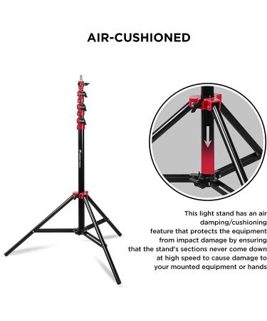 Flashpoint 9.5' Red Pro Air Cushioned Light Stand - Portable & Heavy Duty for Photography - Lightweight & Durable Tripod for Indoor/Outdoor Use - Buy Online on GoSupps.com