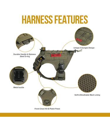 OneTigris Fire Watcher 2.0 Molle Dog Harness with Handle & Metal Buckle - L Green | International Shipping Available - Buy Online on GoSupps.com