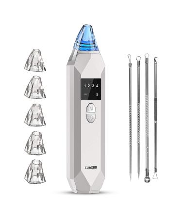EUASOO Blackhead Remover Vacuum Facial Pore Cleanser Electric Acne Comedone Extractor Kit USB Rechargeable Blackhead Suction Tool with 3 Skin Repair Lamps  5 Probes  5 Suction Power for Skin Treatment