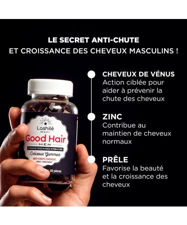 Lashil Beauty - Food Supplements - Hair Growth - Anti Hair Loss/Good Hair Men - Hair Treatment - 3 x 60 Gummies - Made in France - Biotin Vitamin B6 Zinc - Buy Online on GoSupps.com
