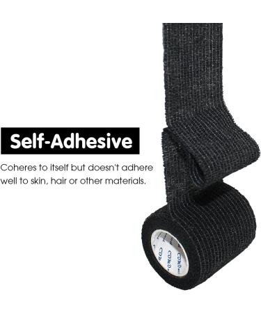 Self Adhesive Bandage Wrap - 3x5 Yards Athletic Tape for First Aid & Sports | 12 Rolls - Black - Ideal for Wrist & Ankle Sprains - Buy Online on GoSupps.com