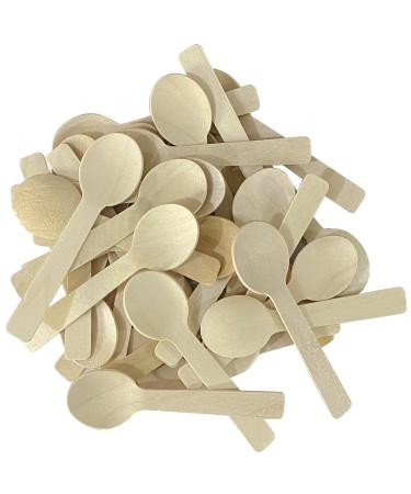 200pcs 4 inch Mini Wooden Spoons, Biodegradable Compostable Birchwood, Food Grade Disposable Spoons Disposable Wooden Cutlery for Parties, Weddings, Camping.