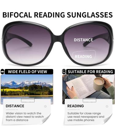 JM Classic Bifocal Reading Sunglasses for Women - Vintage UV Protection Reading Glasses - Black - 3.0x Magnification - Buy Online on GoSupps.com