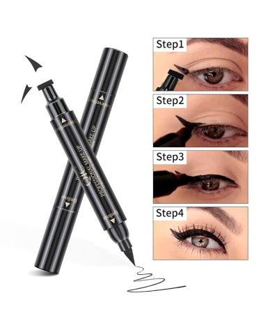 Winged Eyeliner Stamp Set - Dual Ended Waterproof Liquid Pen for Long Lasting Cat Eye Flick - Smudge Proof Vamp Style - 2 Sizes Included - Buy Online on GoSupps.com