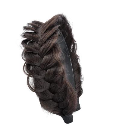 BOBIYA Wide Braided Headband with Teeth Braid Headbands With Teeth for Women Braided Hair Headbands with Tooth (Dark Chocolate)