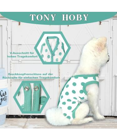 TONY HOBY Dog Pajamas - Soft Breathable Summer Dog Jumpsuit with Polka Dots in Dark Green (S) | International Shipping Available - Buy Online on GoSupps.com