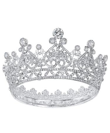 AOPRIE Victoria 1870s Crown for Women Silver Crystal Tiara for Girls Queen Crowns and Tiaras princess Hair Accessories for Wedding Prom Bridal Party Halloween Costume Christmas birthday Gifts Buling Silver