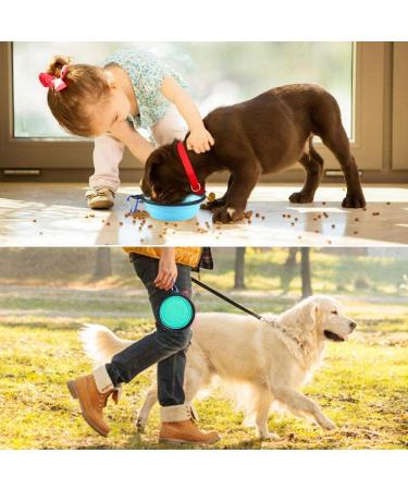 AGECASH Collapsible Dog Bowls - 2 Pack Portable Travel Bowls for Cats and Dogs - Silicone Pet Bowls with Waste Bag Dispenser - Small Light Blue/Green - Buy Online on GoSupps.com