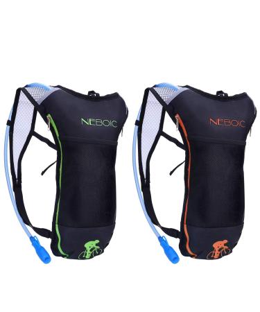 Neboic 2Pack Hydration Backpack Pack with 2L Hydration Bladder - Lightweight Water Backpack Keeps Water Cool up to 4 Hours with Big Storage for Kids Women Men Hiking Cycling Camping Music Festival