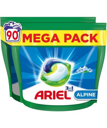 Ariel 3in1 PODS Liquid Detergent Capsules 90 Washes Alpine Quick Dissolving Impeccable Cold and Short Cycle - Buy Online on GoSupps.com