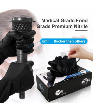 Finitex Black Nitrile Disposable Medical Exam Gloves - Case of 1000 (Medium, 6mil, Powder-Free, Latex-Free) - Pack of 100 - Buy Online on GoSupps.com