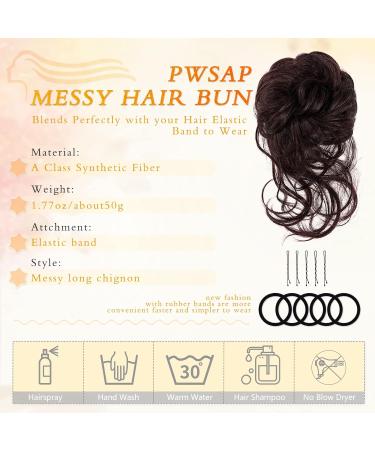 Brown Wavy Curly Hair Bun Extension with Hair Rope and Hairpin - Voluminous Bridal Hairstyle Chignon Updo Hairpiece - Buy Online on GoSupps.com