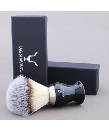 Jag Shaving Razor Brush - Ergonomic Synthetic Silver Tip Shaving Brush for Men & Women - Creates Rich Foam - Premium Black Design - Buy Online on GoSupps.com