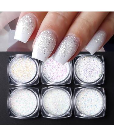 GZSYY Glitter Powder for Nails - 6PCS Laser Holographic Nail Art Sequins | White Nail Glitter for Stunning Manicures - Buy Online on GoSupps.com