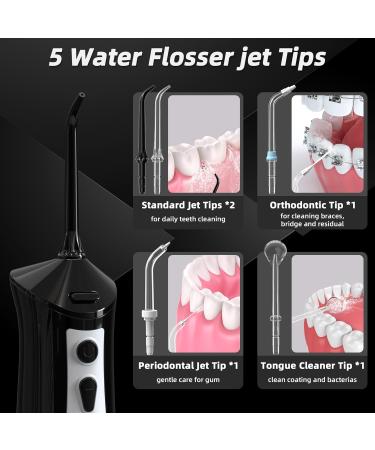 Portable Cordless Water Flosser - 5 Modes IPX7 Waterproof 300ML - Travel-Friendly Dental Cleaner with 4 Tips - Buy Online on GoSupps.com