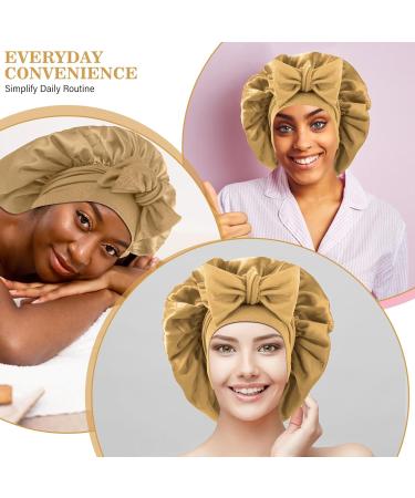 Abeillo Silk Sleep Bonnet - Adjustable Satin Cap for Women - Soft Elastic Band - Gold - Buy Online on GoSupps.com