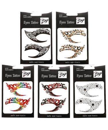 Kilofly 8 Sets Temporary Eye Tattoo Stickers with Crystal Gem Liners - Makeup Transfer Set - Buy Online on GoSupps.com