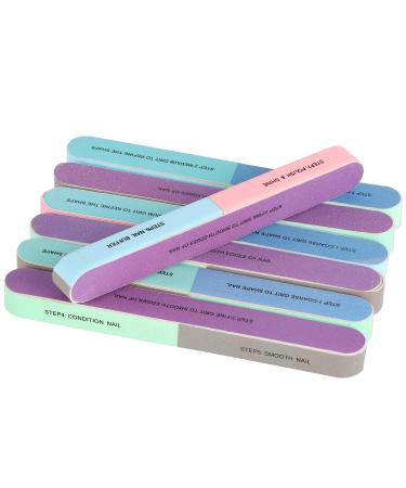 12 Pieces 7 Way Nail File and Buffer Block Professional Nail Buffering Files 7 Steps Washable Emery Boards for Acrylic Nails 12 Packs