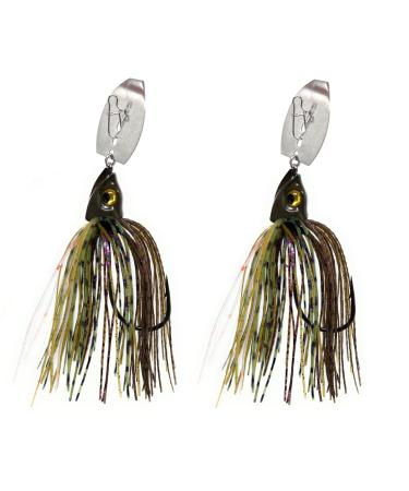 Reaction Tackle Tungsten Bladed Swim Jig Heads for Fishing - 2 Pack of Fishing Jigs for Large and Smallmouth Bass Trout Walleye - with Bladed Head to Make a Chatter Sound -Vibrating Spinner Bait 3/8 oz (2-pack) Bluegill