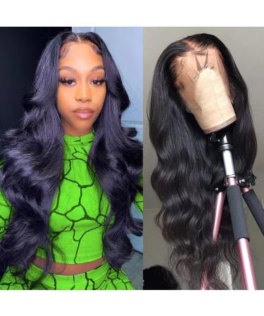 Arlalgce Body Wave Lace Front Wigs Human Hair - 13x4 Swiss Lace Front Wigs Pre Plucked with Baby Hair  150% Density Brazilian Virgin Human Hair Lace Front Wigs for Black Women Natural Color (22 inch) 22 Inch Body wave la...
