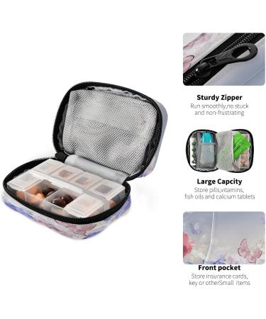 Buy Pfrewn 7 Day Floral Pill Organizer Case - Portable Pink & Purple Travel Pill Box for Vitamins & Supplements - Buy Online on GoSupps.com