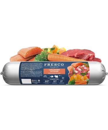 Fresco Dog Barf Sausage Menu Complete Salmon and Beef with Carrot | 2 Pack | 2 x 400g | Salmon & Beef Dog Food with Carrot | - Buy Online on GoSupps.com