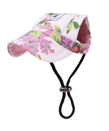 Pawaboo dogs baseball cap baseball cap adjustable sun protection hat dog cap with ear holes for puppies pet m flowers violet m floral violet