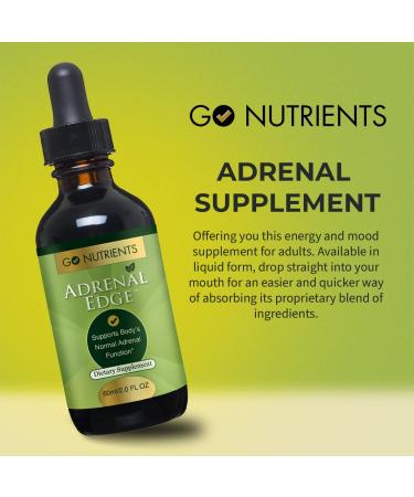 Adrenal Edge Liquid Drops - Energy & Cortisol Manager Supplement for Men & Women - Non-GMO, Gluten Free - 60ml - Buy Online on GoSupps.com